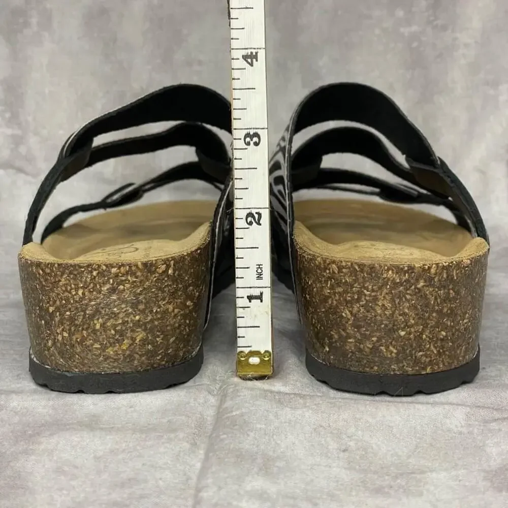 Bos. & Co. Luzzi Leather Sandal BLACK/ZEBRA SLIP-ON women's size 6 (37) slides - Picture 6 of 8